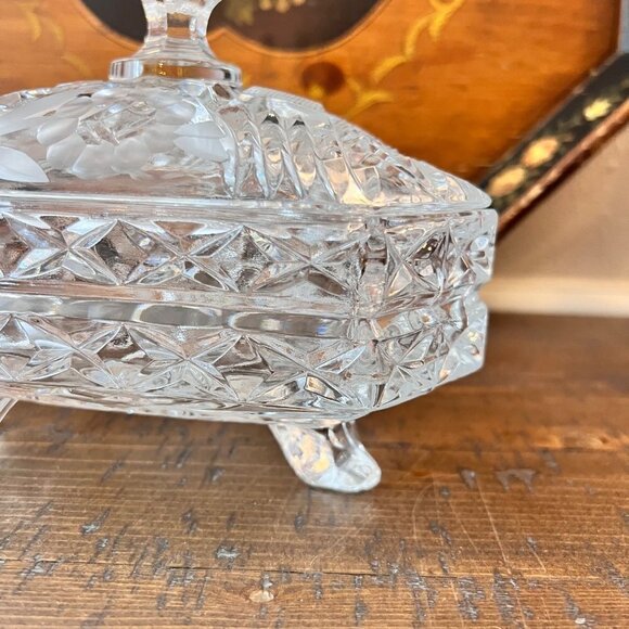 Vintage Heavy Footed Crystal Candy Trinket Dish - Picture 6 of 10